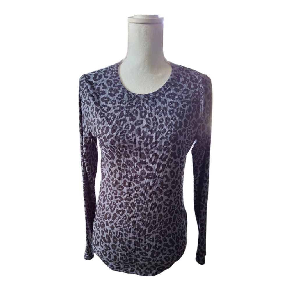 No Boundaries Ribbed Animal Print Long Sleeve Top Junior L 11/13